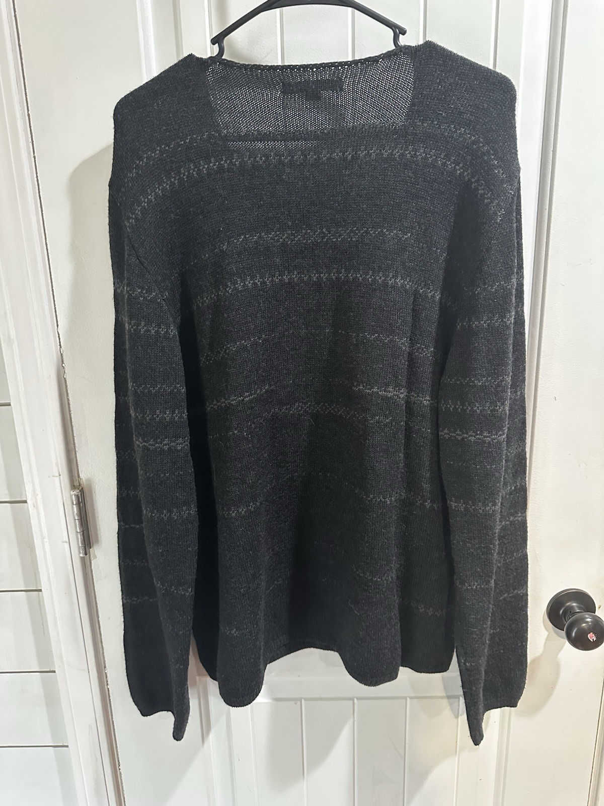 John Varvatos 100% Merino Wool Large Striped Sweater Lightweight