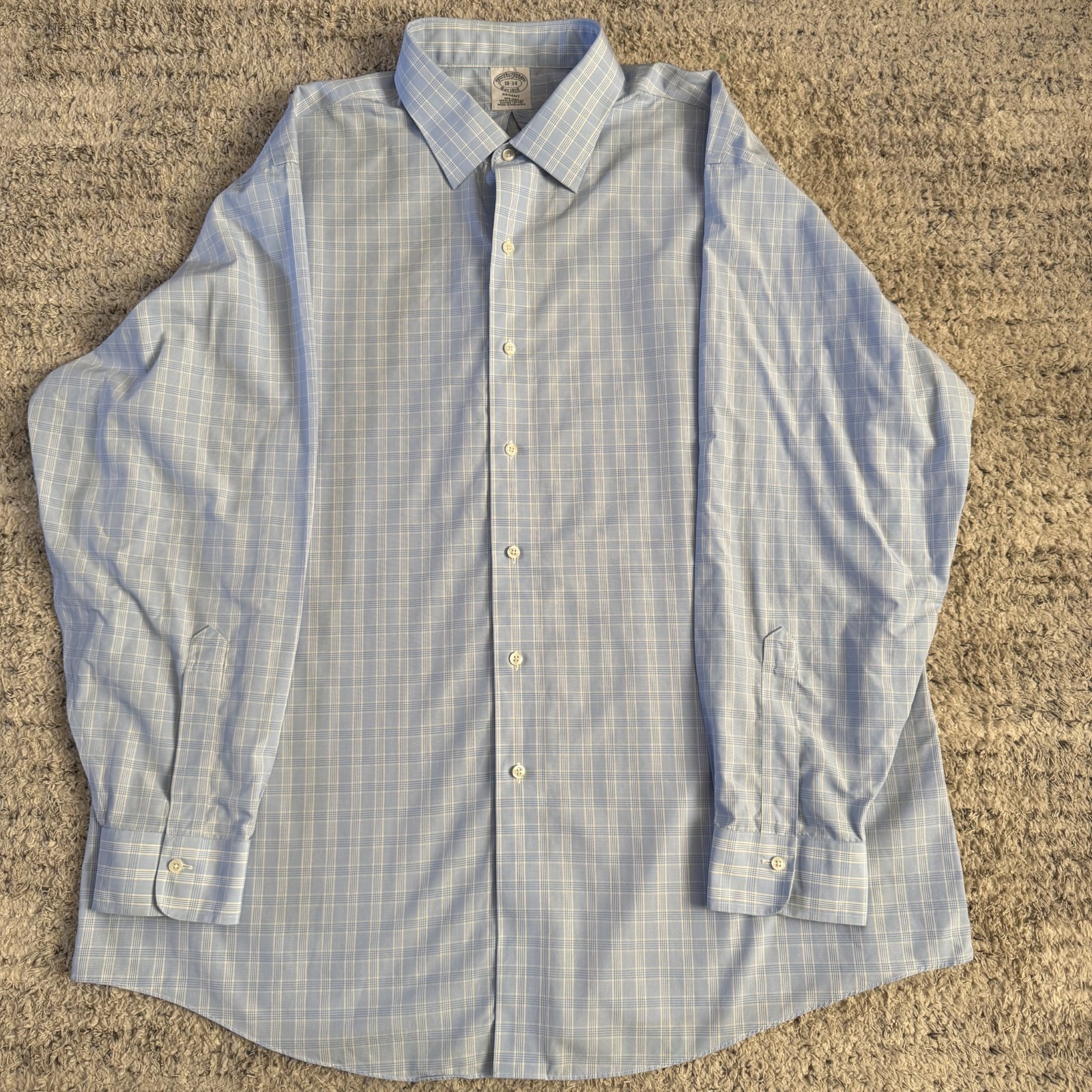 Brooks Brothers Regent Fit Supima Cotton Shirt Blue Plaid Dress Shirt Mens 18-34