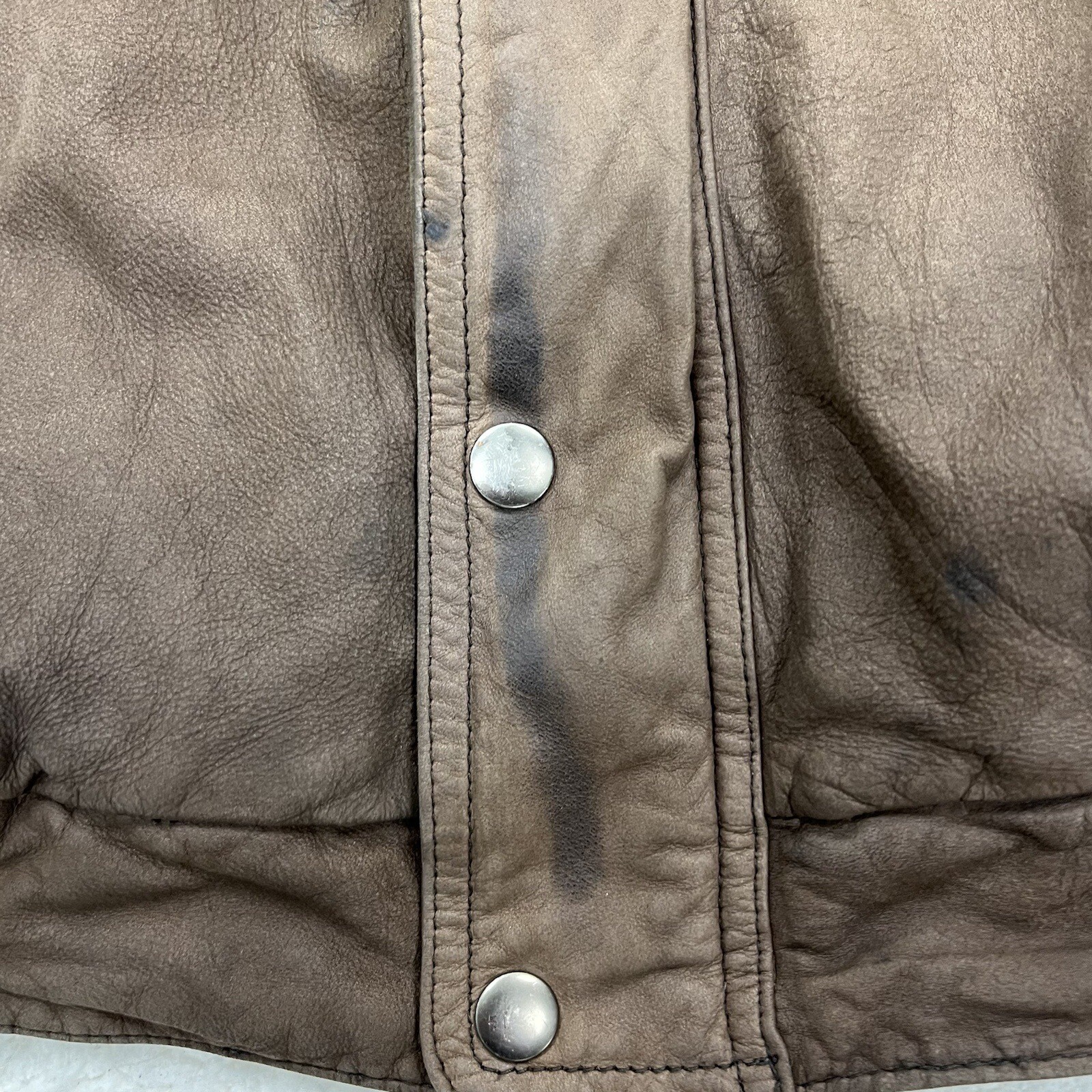 Members Only Leather Bomber Jacket Mens 44 Brown Full Zip Paisley Lining