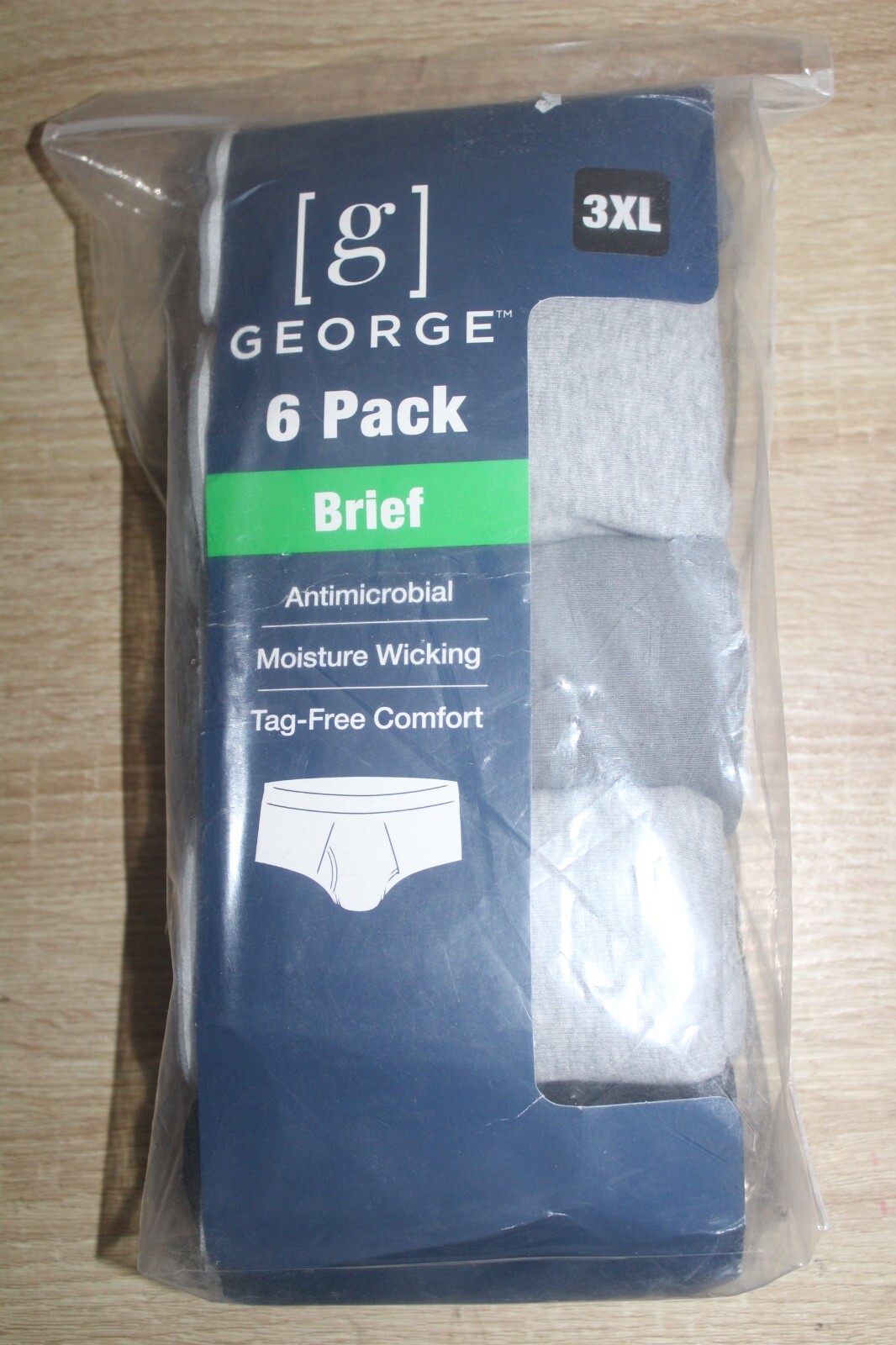 Men’s 6-pack Briefs size 3XL underwear Antimicrobial Tag Free Comfort Gray/Black