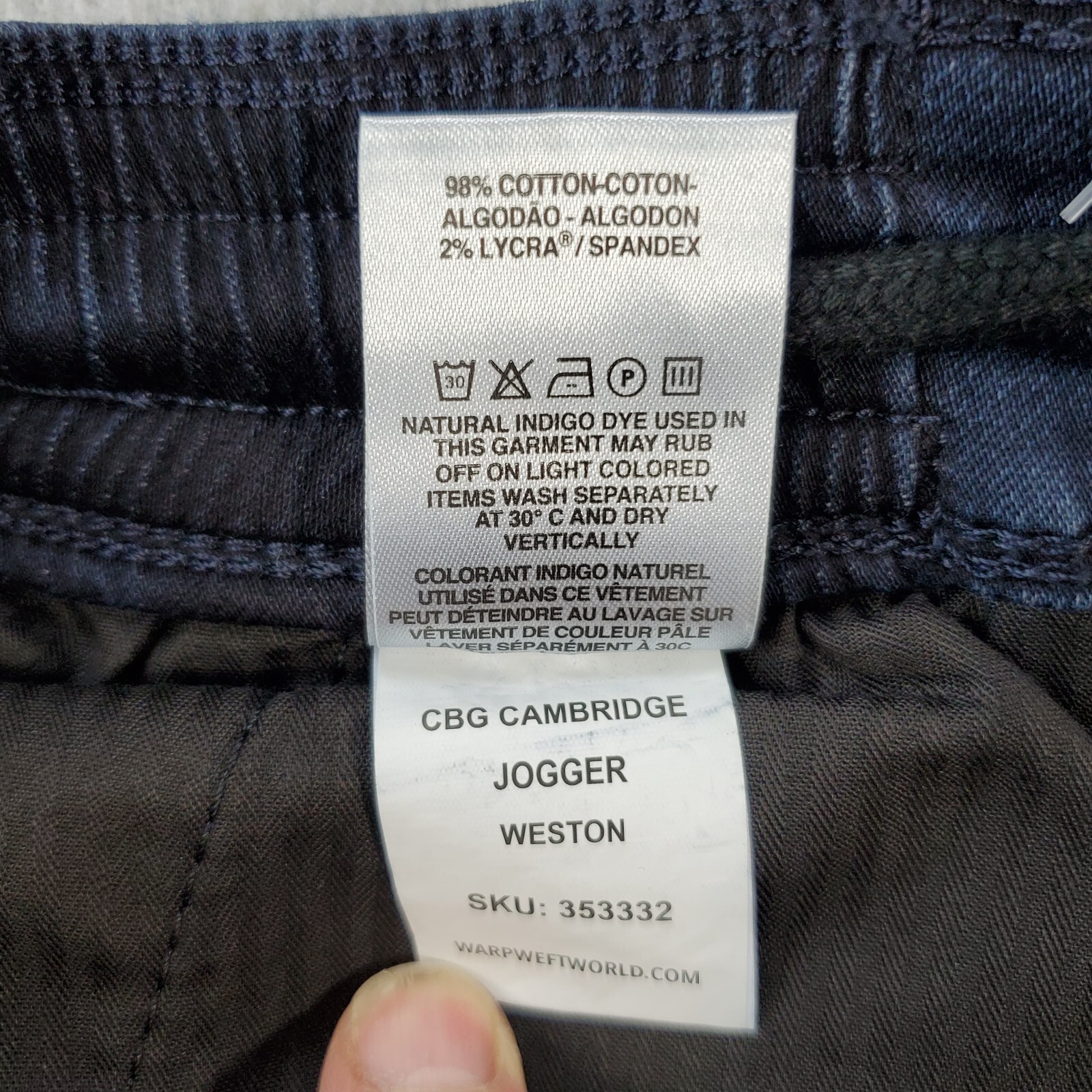 WARP + WEFT Denim CBG Cambridge Weston Joggers Dark Wash Pockets Men’s 30 NWT
