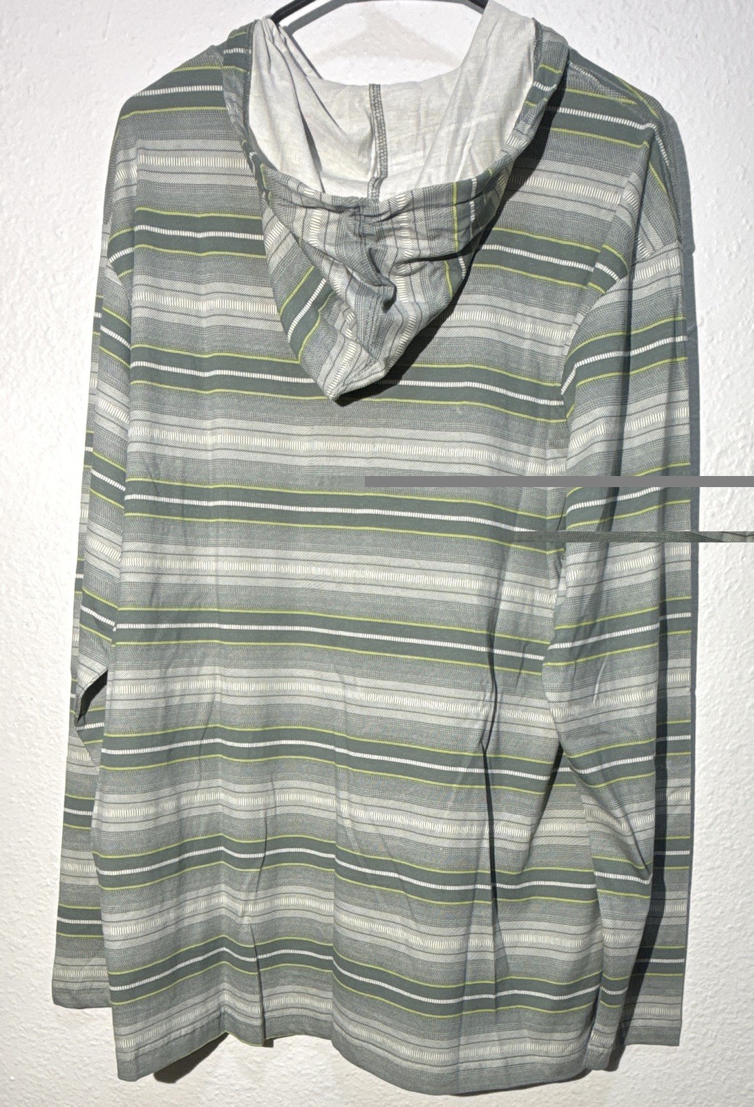 Billabong Men’s Gray/Green/White Striped Pullover Hoodie XL & L Logo Knit Cotton