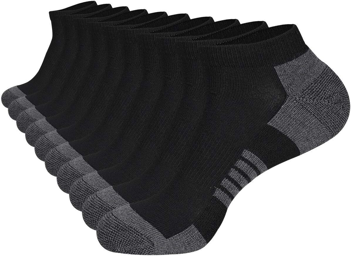 COOVAN 10 Pairs Mens Ankle Socks Men 10 Pack Low Cut Small-Medium, Black