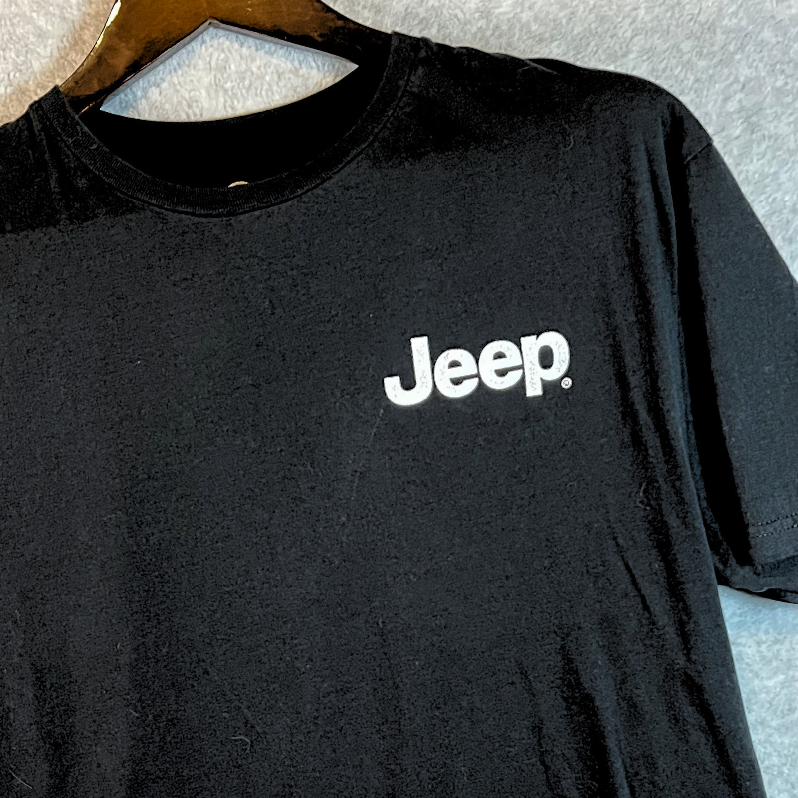 Jeep Black T Shirt XL American Tough Jeep Flag Short Sleeve Jedco 100% Cotton