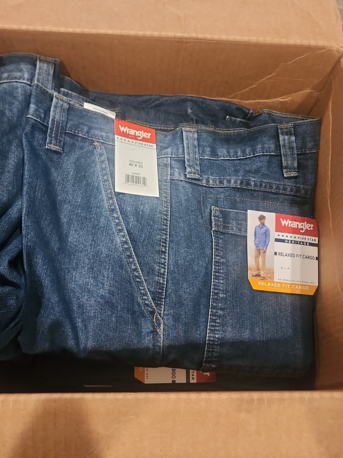 Wrangler Men’s Cargo Jeans 6 Pocket – Relaxed Fit – 1070LGWDS 40×30