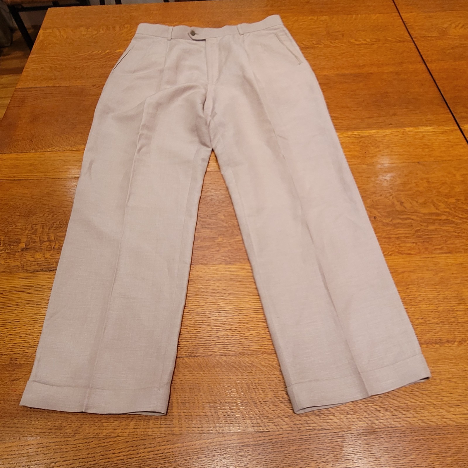 Louis Raphael Soft Men’s 36×32 Linen Blend Dress Pants Pleated Cuffed
