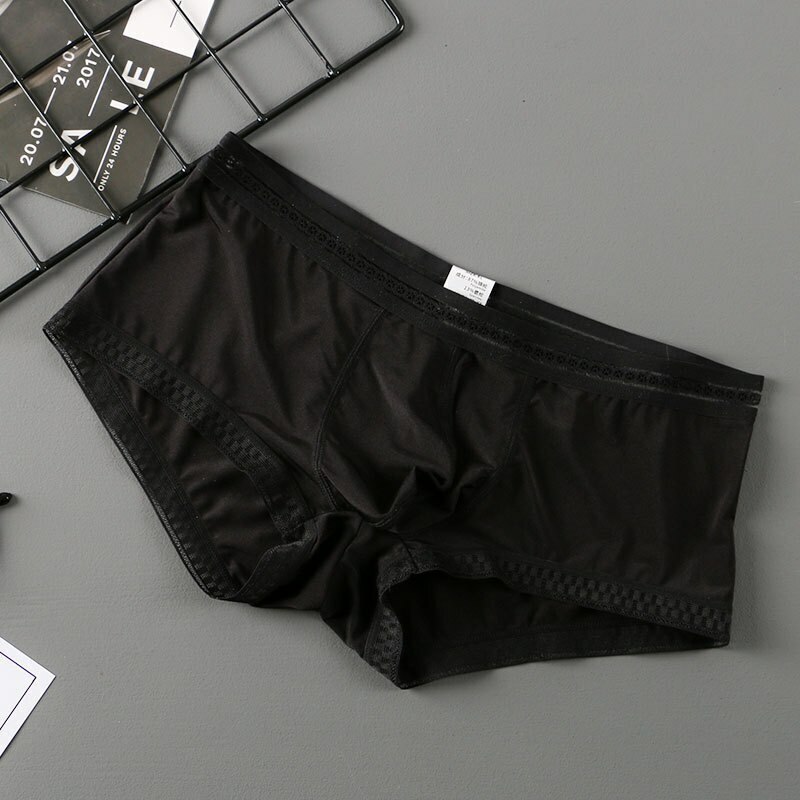 Mens Underwear Sexys Briefs Ice Silk Panties Low-Rise U-Convex Pouch Underpants