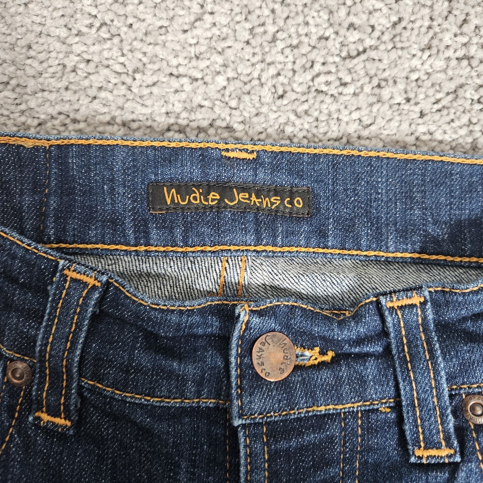Nudie Jeans Men’s 26X28 (Tag 29X30) Blue Grim Tim Dry Open Navy Made In Italy