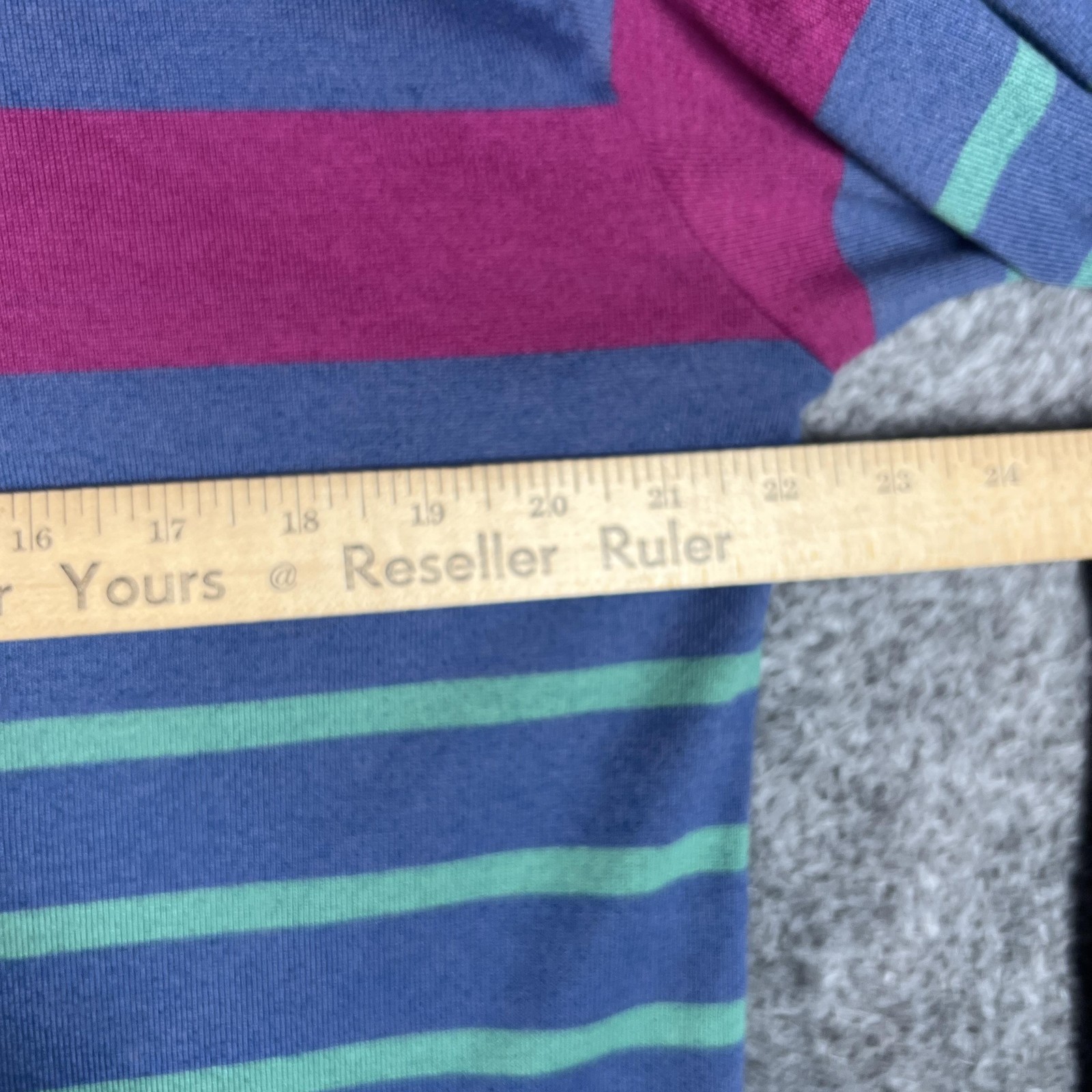 Trader Bay Polo Shirt Mens XL Blue Striped Long Sleeve Contrasting Trim Casual
