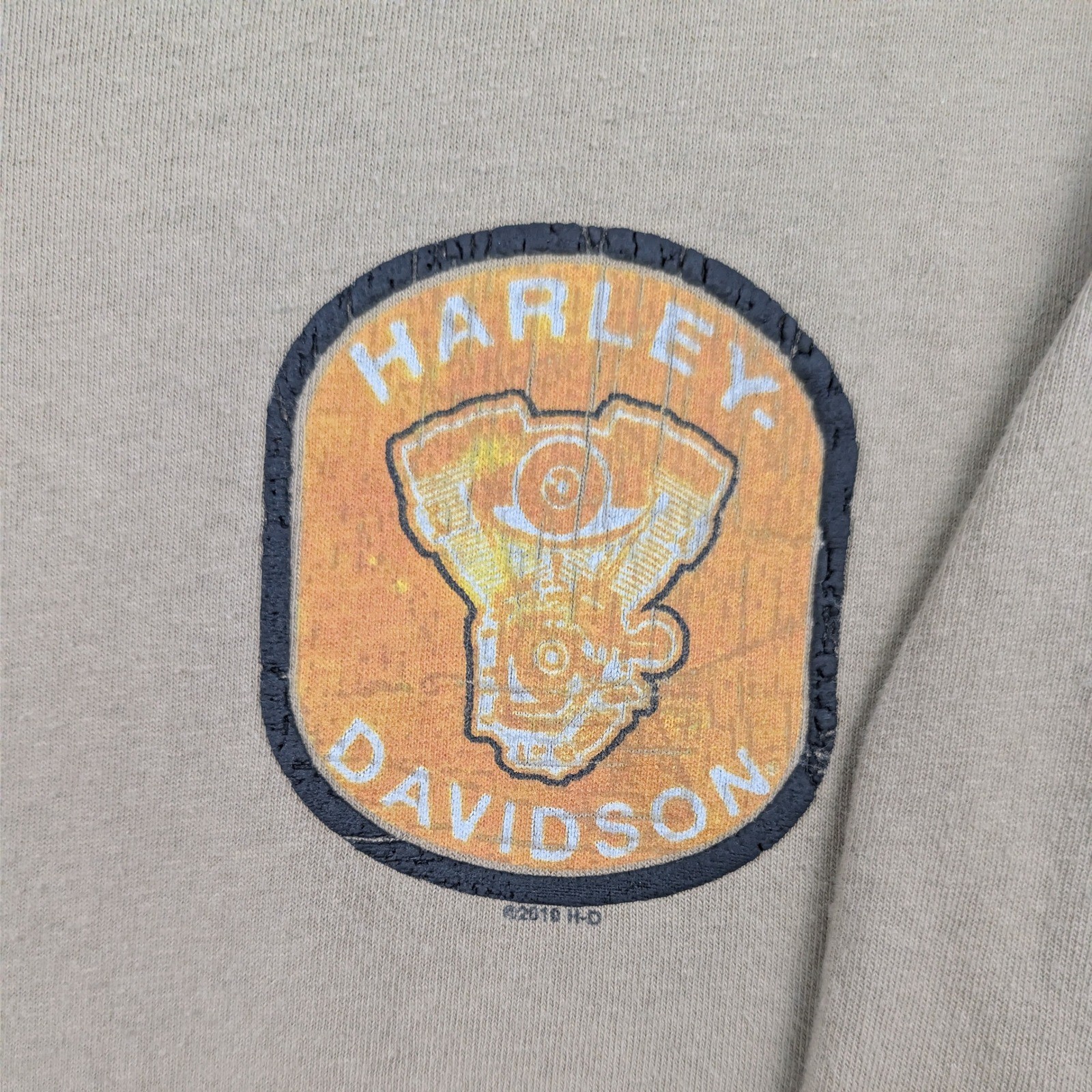 Harley-Davidson Shirt Men’s L Olive Long Sleeve Black Widow Patch Graphic Biker