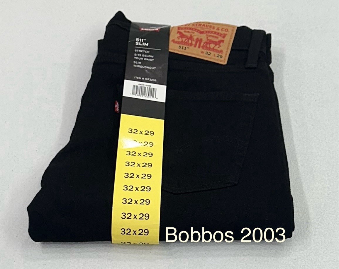 Levi’s 511 Men’s Slim Fit Stretch Sits Below Waist Jeans, Black, Size 32X29