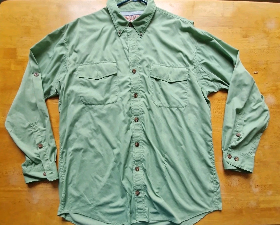 Duluth Trading Co Mens Button Down Shirt Coolplus Vented Fishing Size XL Green