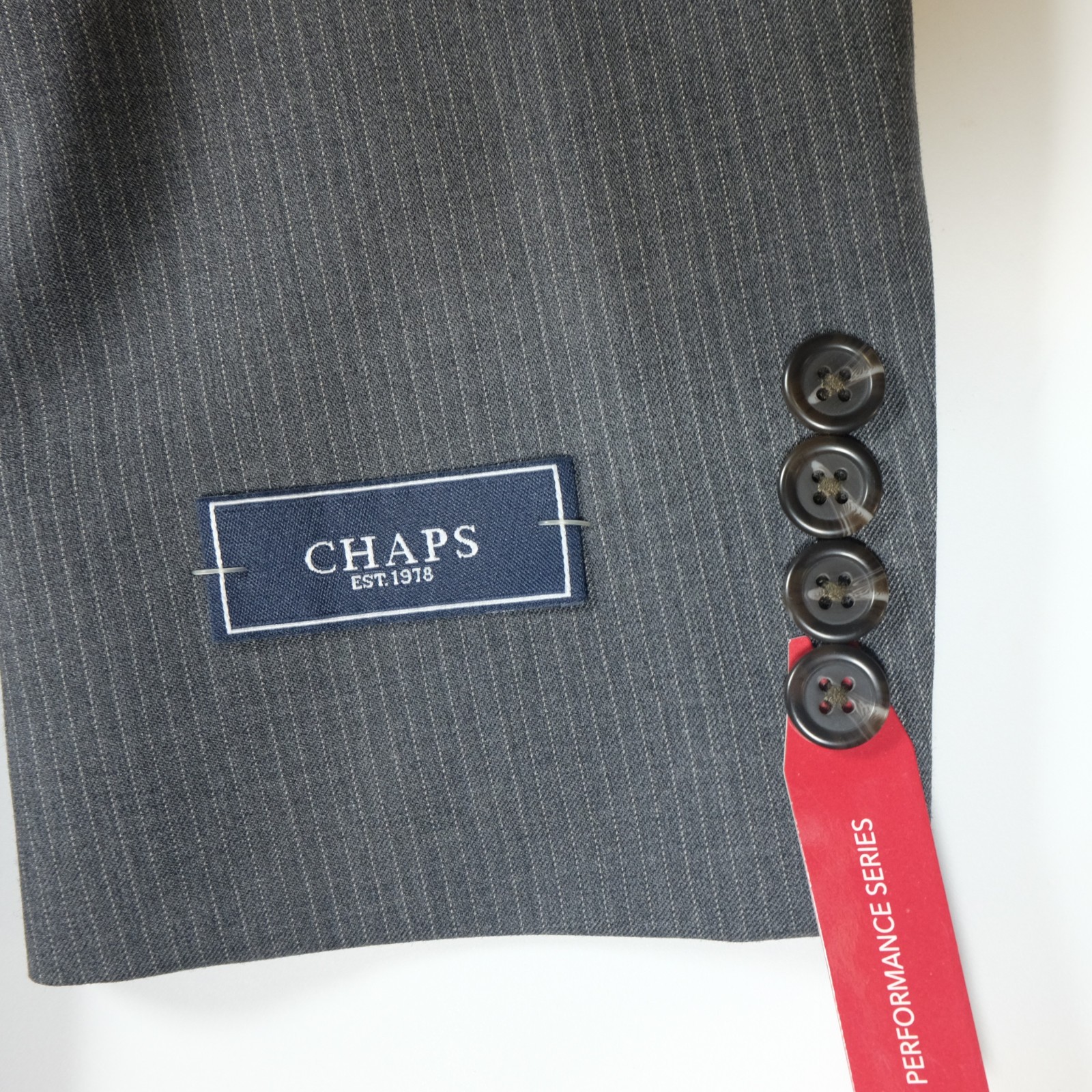 NWT Chaps Classic Gray Pinstripe Double Button Blazer Men’s Size 38R MSRP – $240
