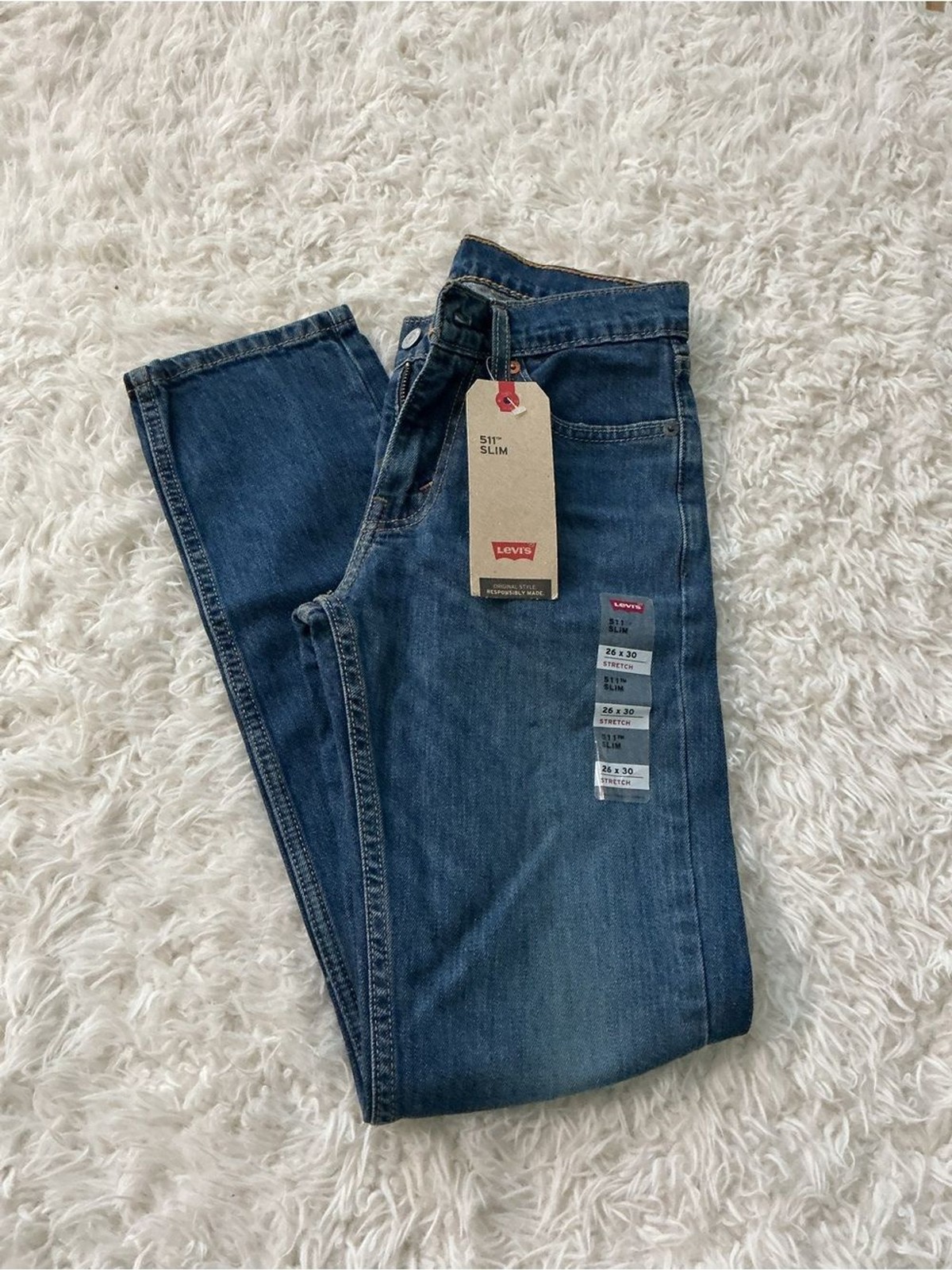 Levi’s 511 Slim Fit Jeans Men’s 26×30 Blue Stretch Denim NWT Classic Modern Fit