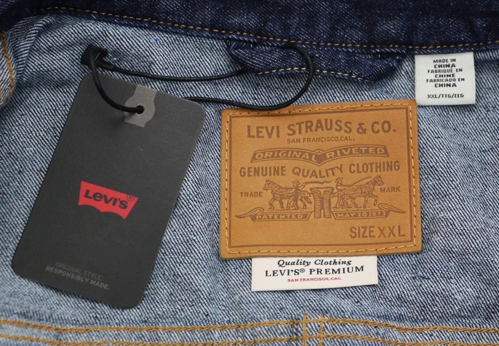 Levi’s Premium Type I Denim Jacket Selvedge Trucker Men’s Sizes XS-XXL Dark Wash