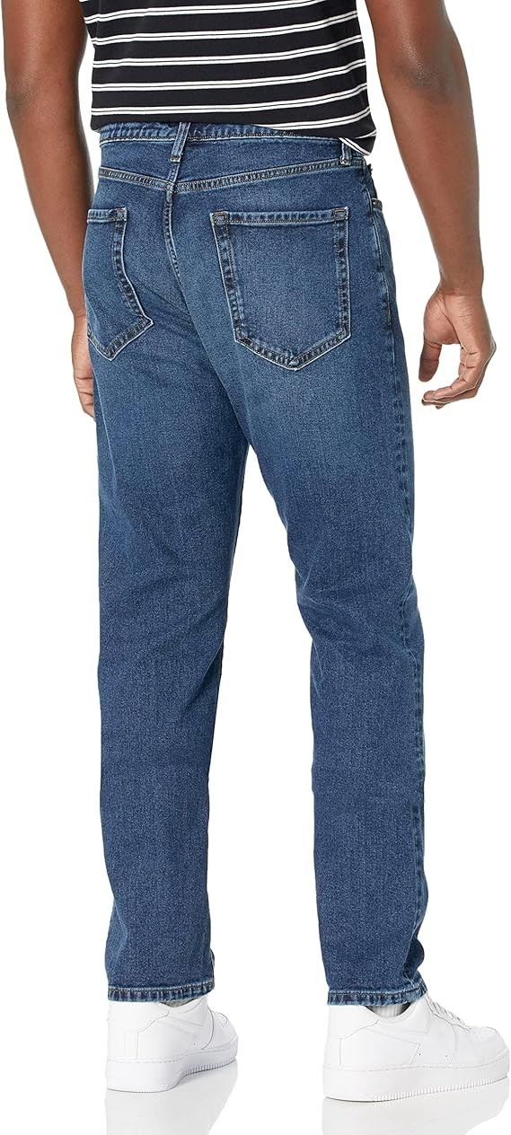 Mens Jeans Straight Leg Athletic Fit Denim Trouser Pants Medium Wash 42W x 30L