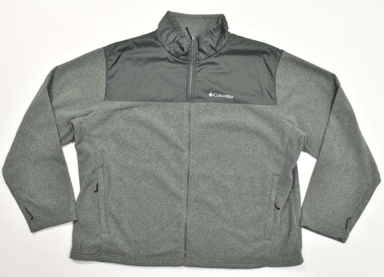 Columbia Men’s Size 3X Fleece Jacket Gray Full Zip Nylon Overlay Steens Mountain