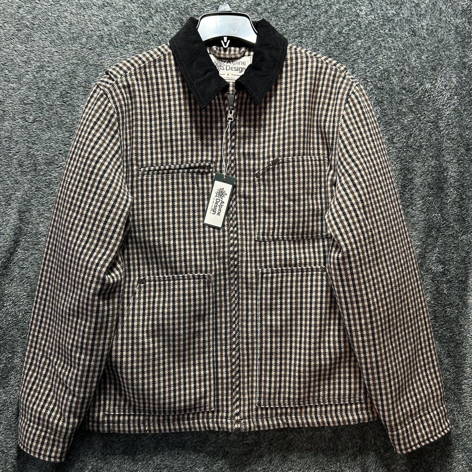 Alpine Design Mens Size M Eldridge Plaid Wool Full Zip Jacket
