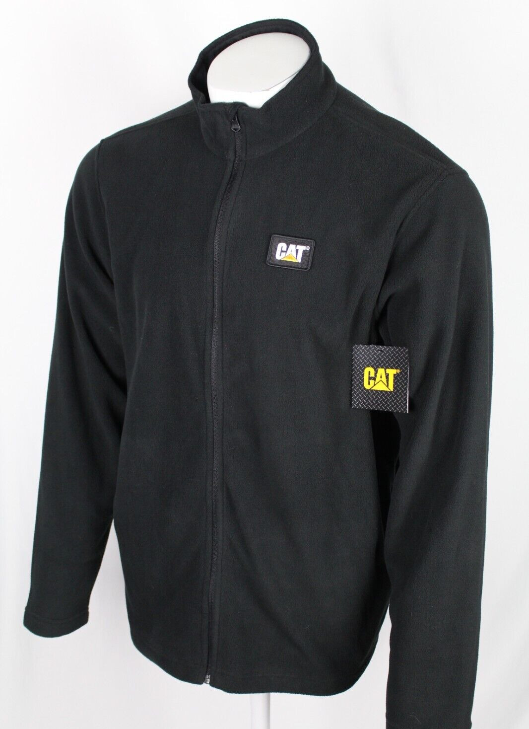 CAT Caterpillar Men’s Fleece Jacket Full Zip Microfleece Black 1030009 Pockets