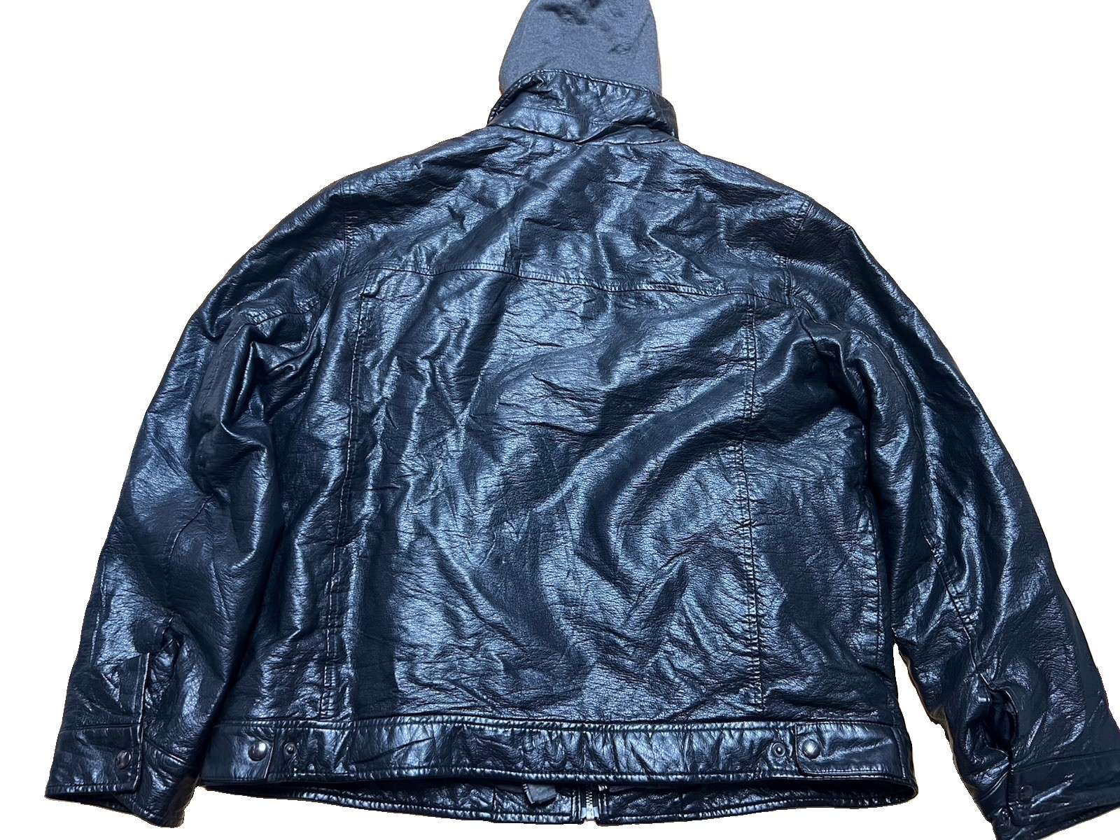 Levi’s Men’s Faux Leather Jacket with Hood & Teddy Fur | Black | Size XL (EG)