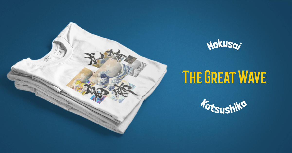 The Great Wave, Katsushika Hokusai, Modern Art Shirt, Calligraphy Shirt