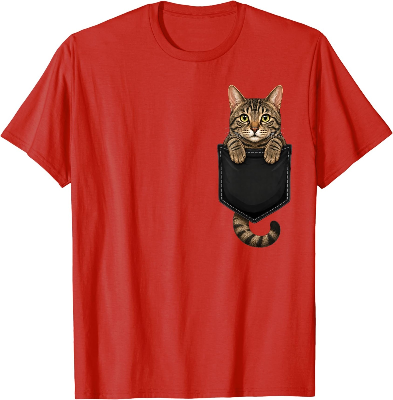 Brown Tabby Cat Lover Cute Pocket Cat Mom T-Shirt
