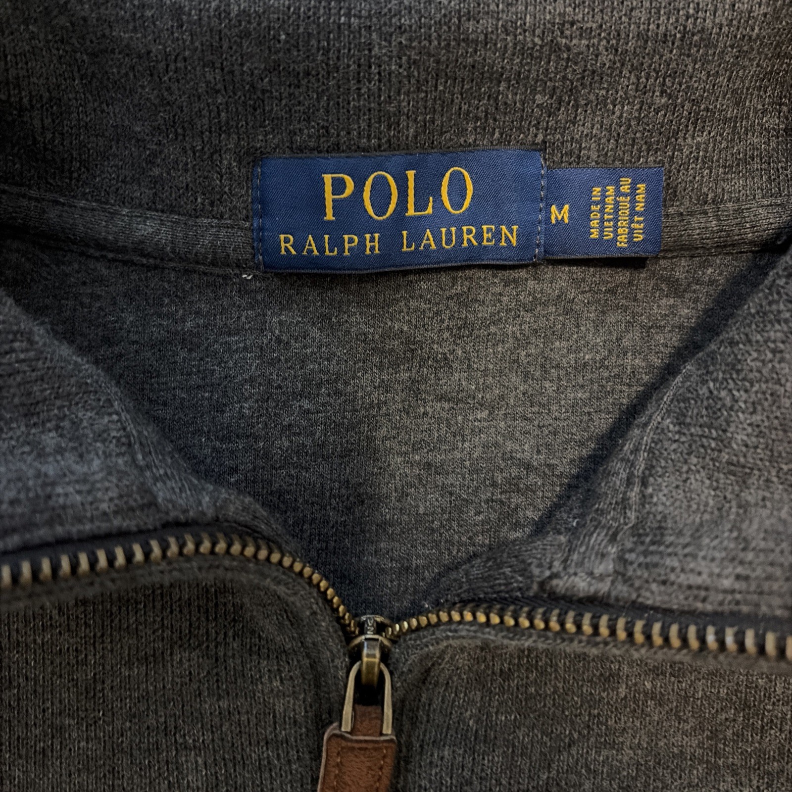 Polo Ralph Lauren Men’s Gray Cotton Pony Logo Ribbed 1/4 Zip Pullover Sz M