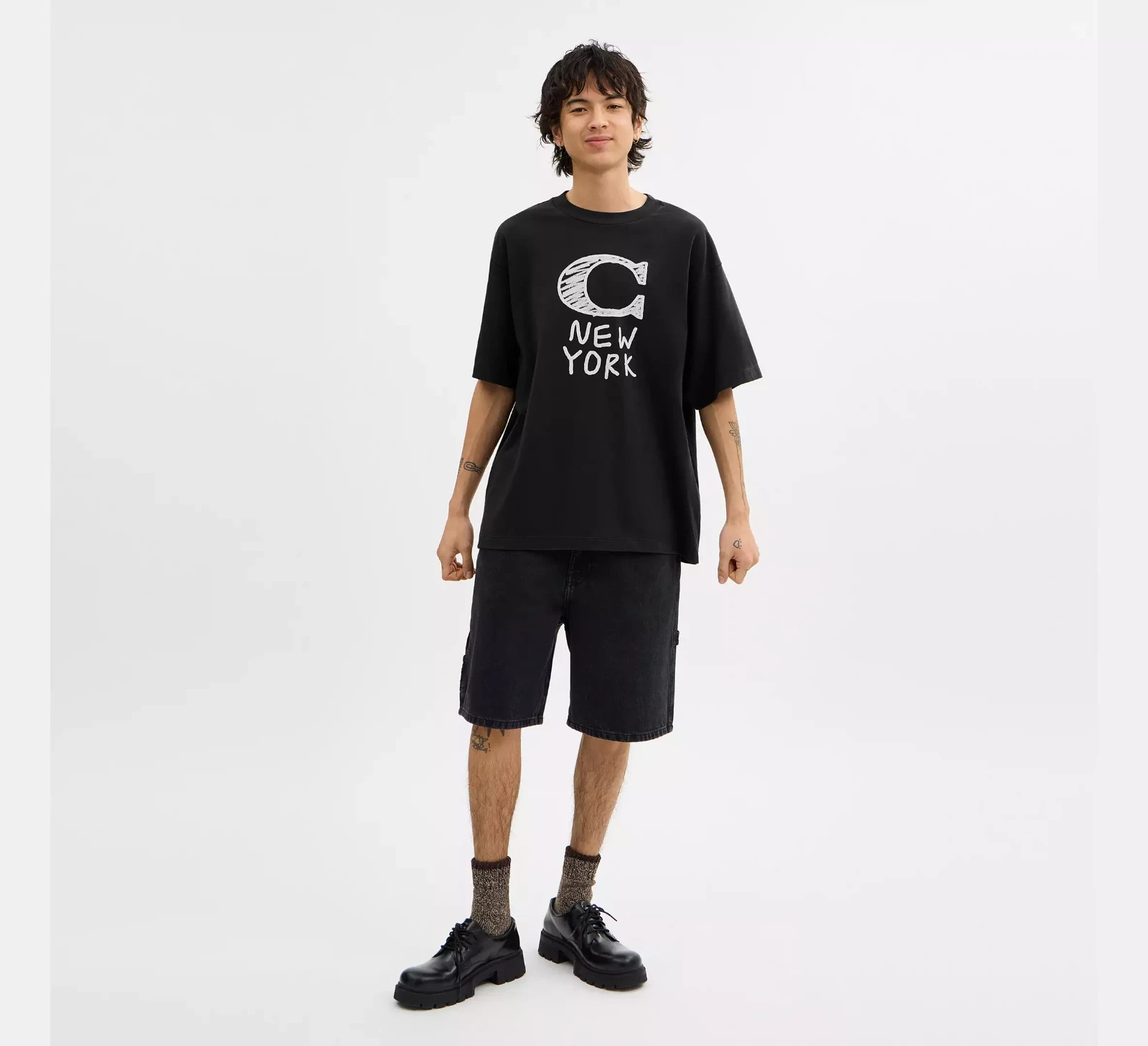 NWT Coach CM820 Signature T-Shirt In 100% Organic Cotton Black