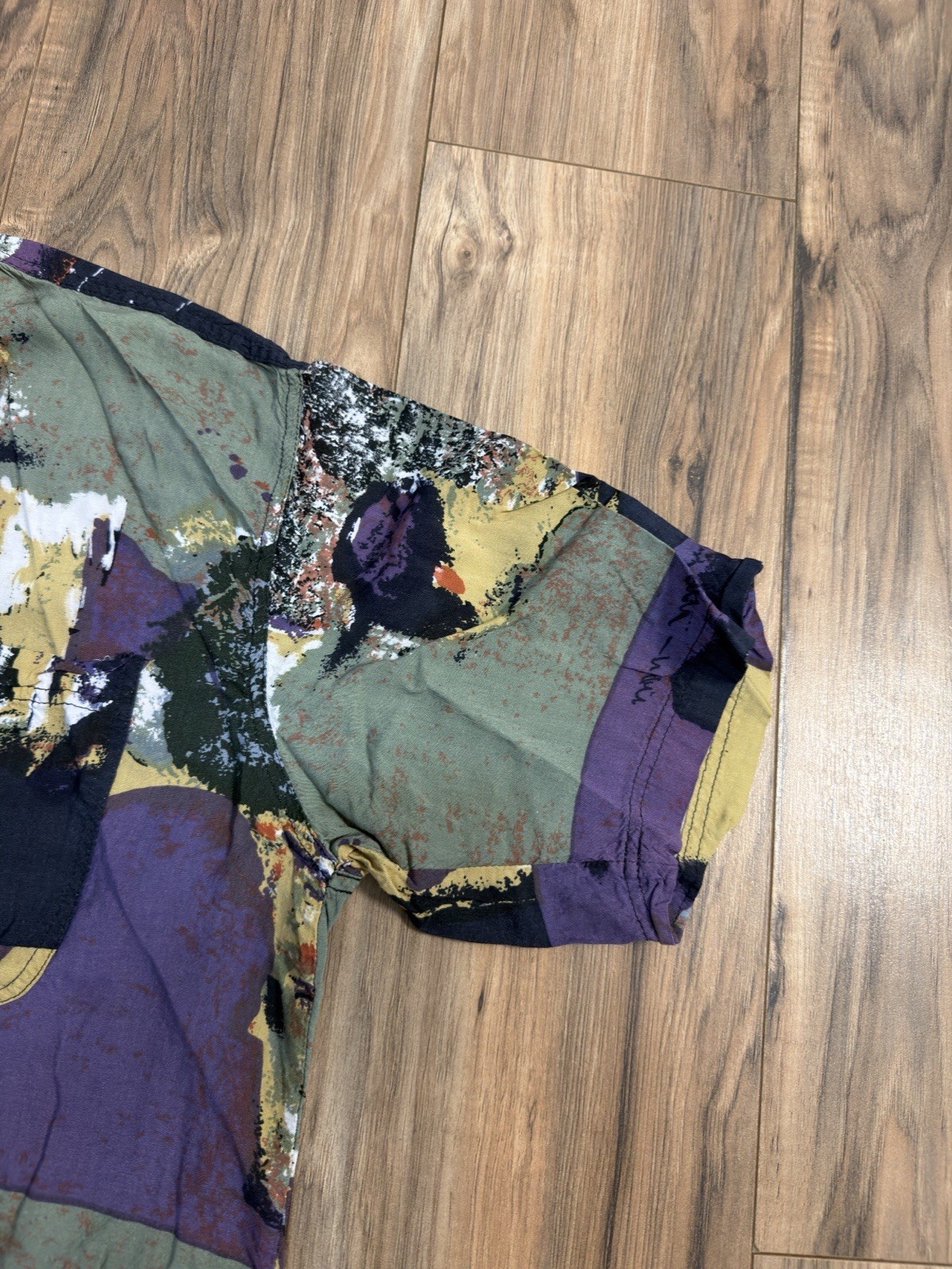 Vintage 90s Campus XL Abstract Art Multicolored Button Down Short Sleeve Shirt