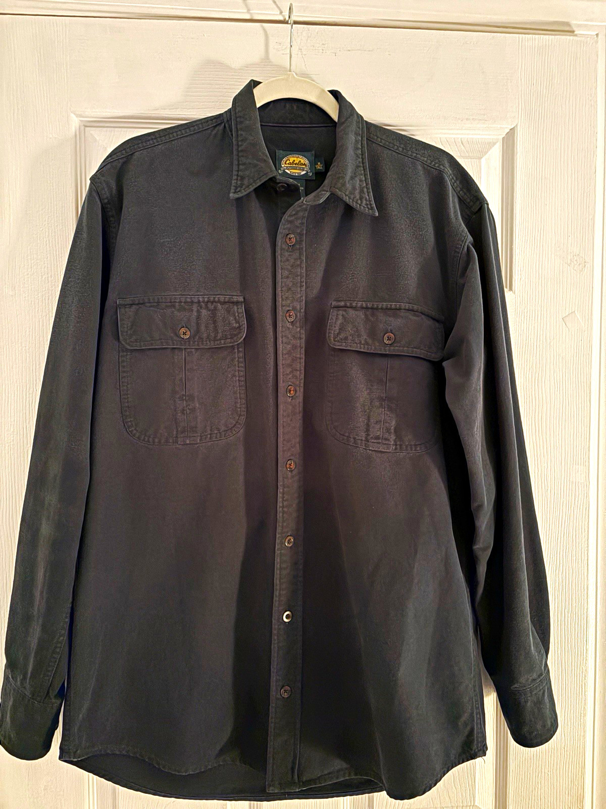 Cabela’s Solid Flannel Button Dark Olive Green Long Sleeve M Big & Tall #0007