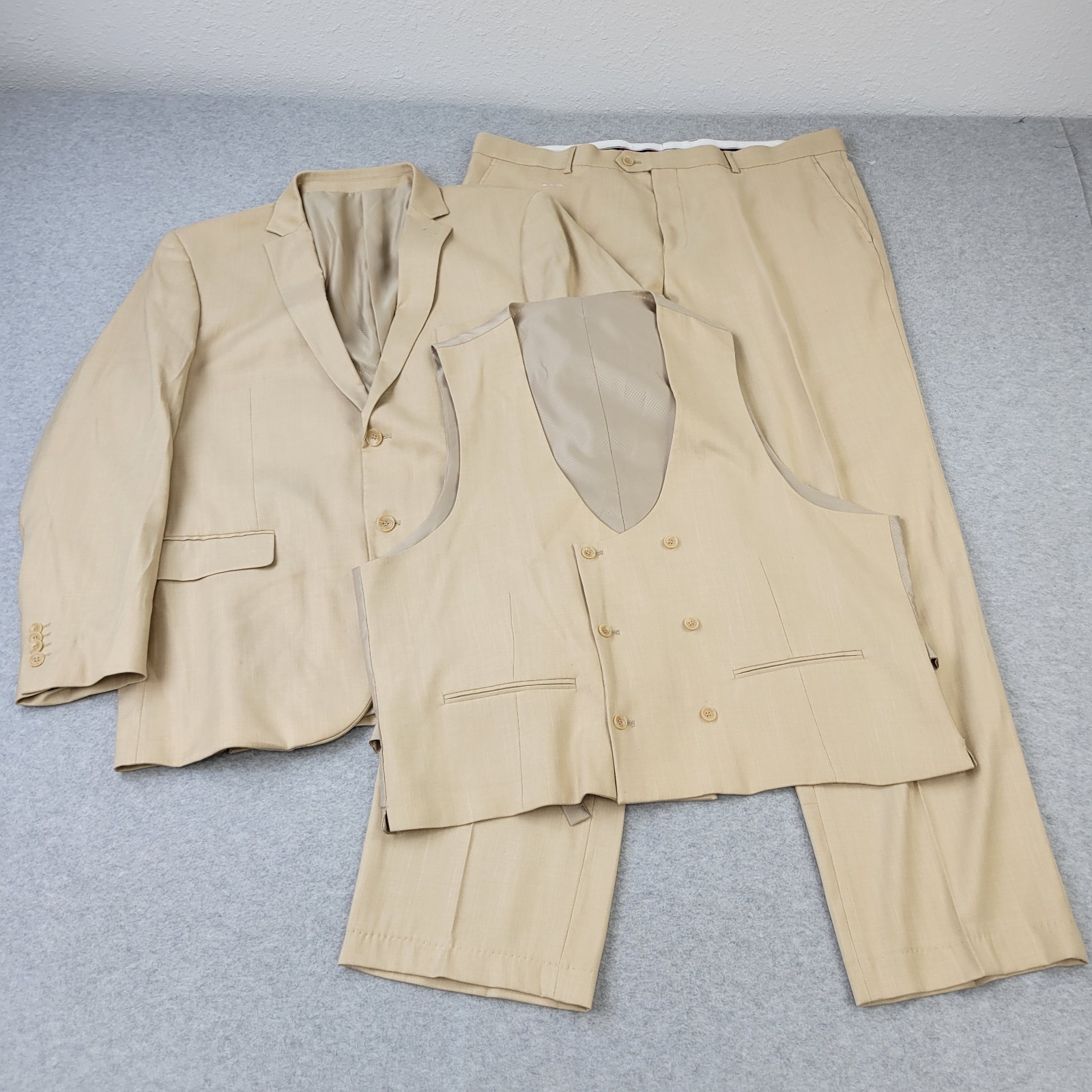 Bocaccio 3-Piece Suit Mens 50R Polyester Jacket Coat + Dress Pants 42R + Vest