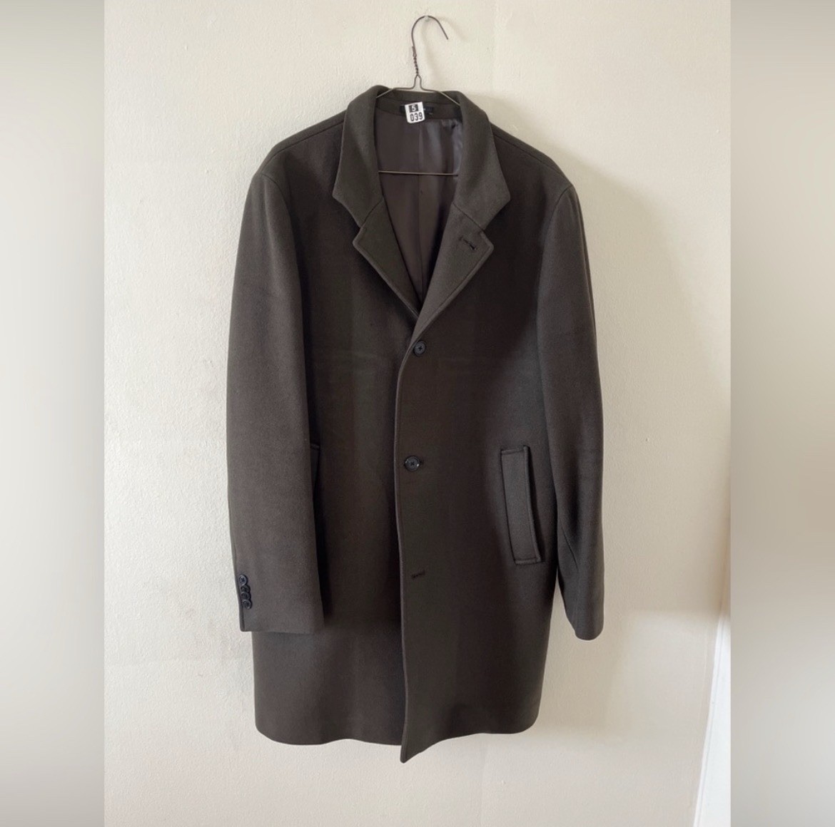 CLUB MONACO Double-Breasted Dark Olive Coat 44R