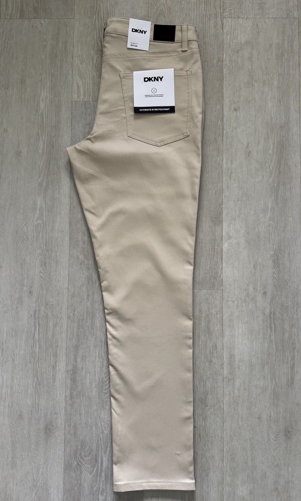 NWT DKNY Mens Two Way Stretch Pants Stanton Slim Fit 32 33 34 36 38 Khaki Tan S4
