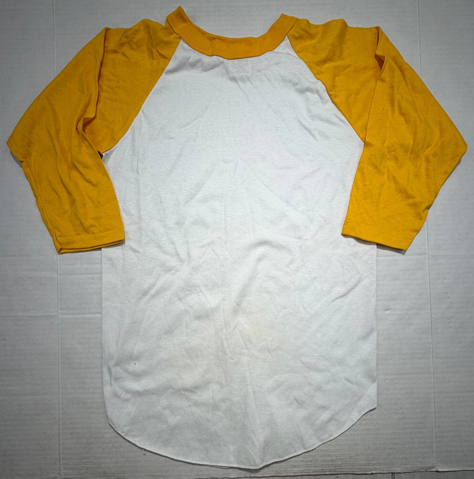 NOS Vintage Miller Raglan Blank Shirt 3/4 Sleeve Yellow 80s Softball