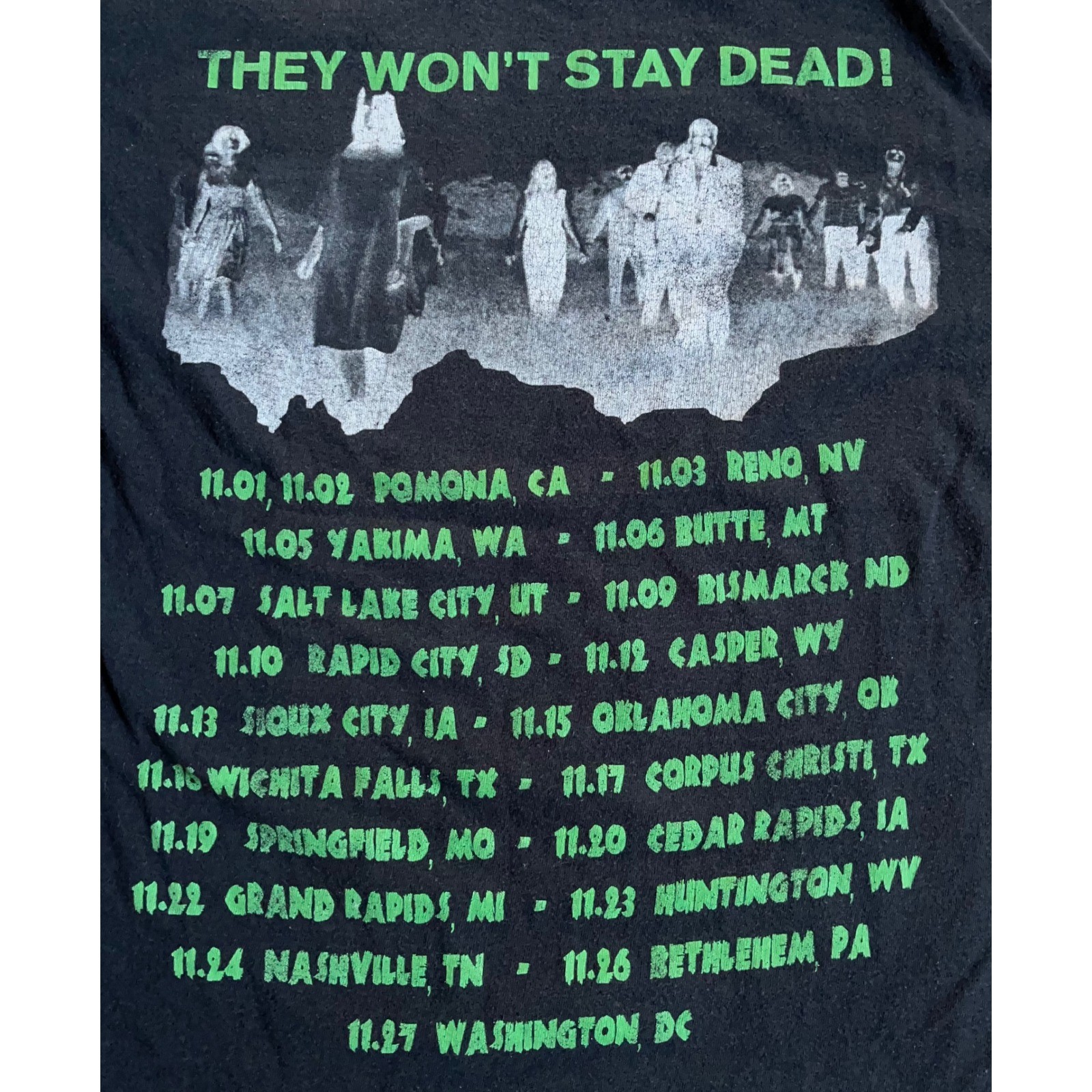 Rob Zombie Night of the Living Dreads 2021 Tour T-Shirt Black Green Mens Medium