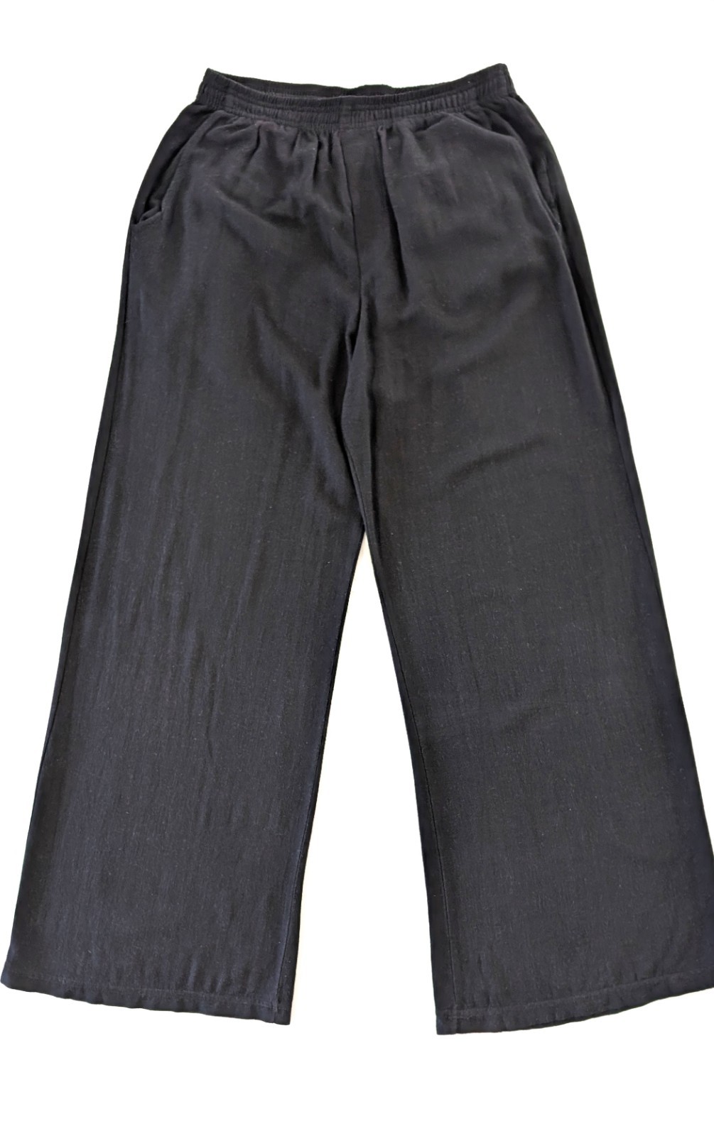 Pool House New York Malibu Linen Pants Classic Black Large Standard NWT Wide Leg