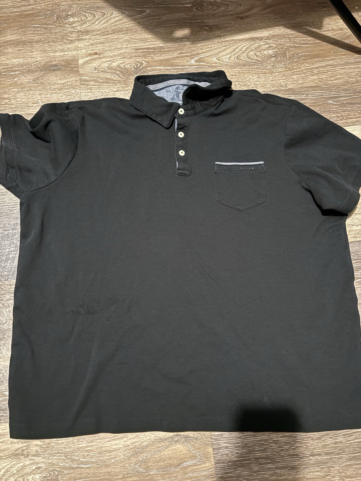 Tahari Men’s Black Solid Polo Shirt 2XL Regular Short Sleeve 100% Cotton
