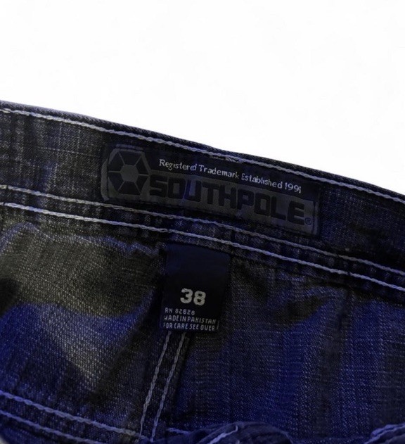 Southpole Men’s Black Dark Wash Denim Jeans Relaxed Fit Distressed 5-Pocket