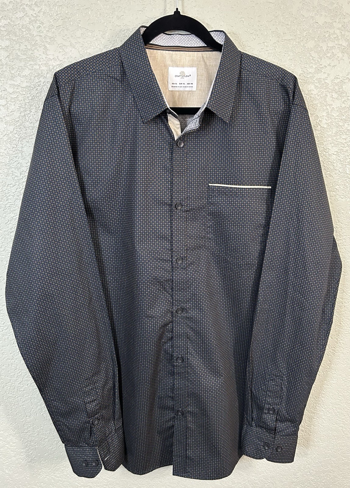 Craft & Flow Men’s Cotton Woven Long Sleeve Button-Up Collared Shirt Size XL