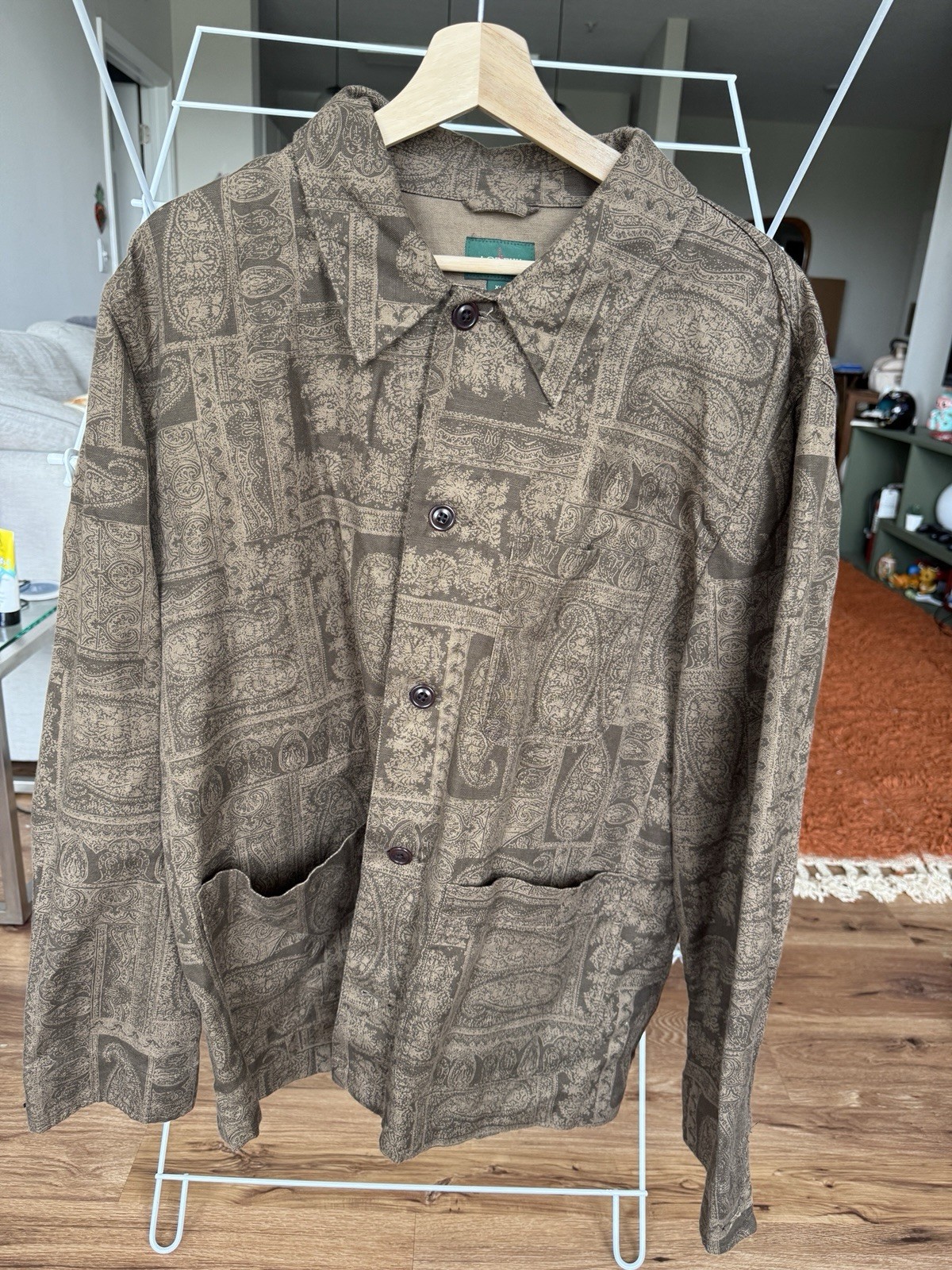 J.CREW Oarsman Men’s Brown Paisley Cotton Linen Chore Jacket XL
