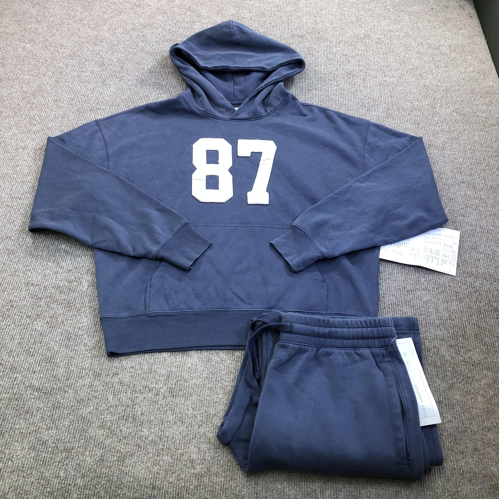 Aeropostale Sweatsuit Mens Medium Blue 87 Cloud Soft Hoodie Flare Pants Sample