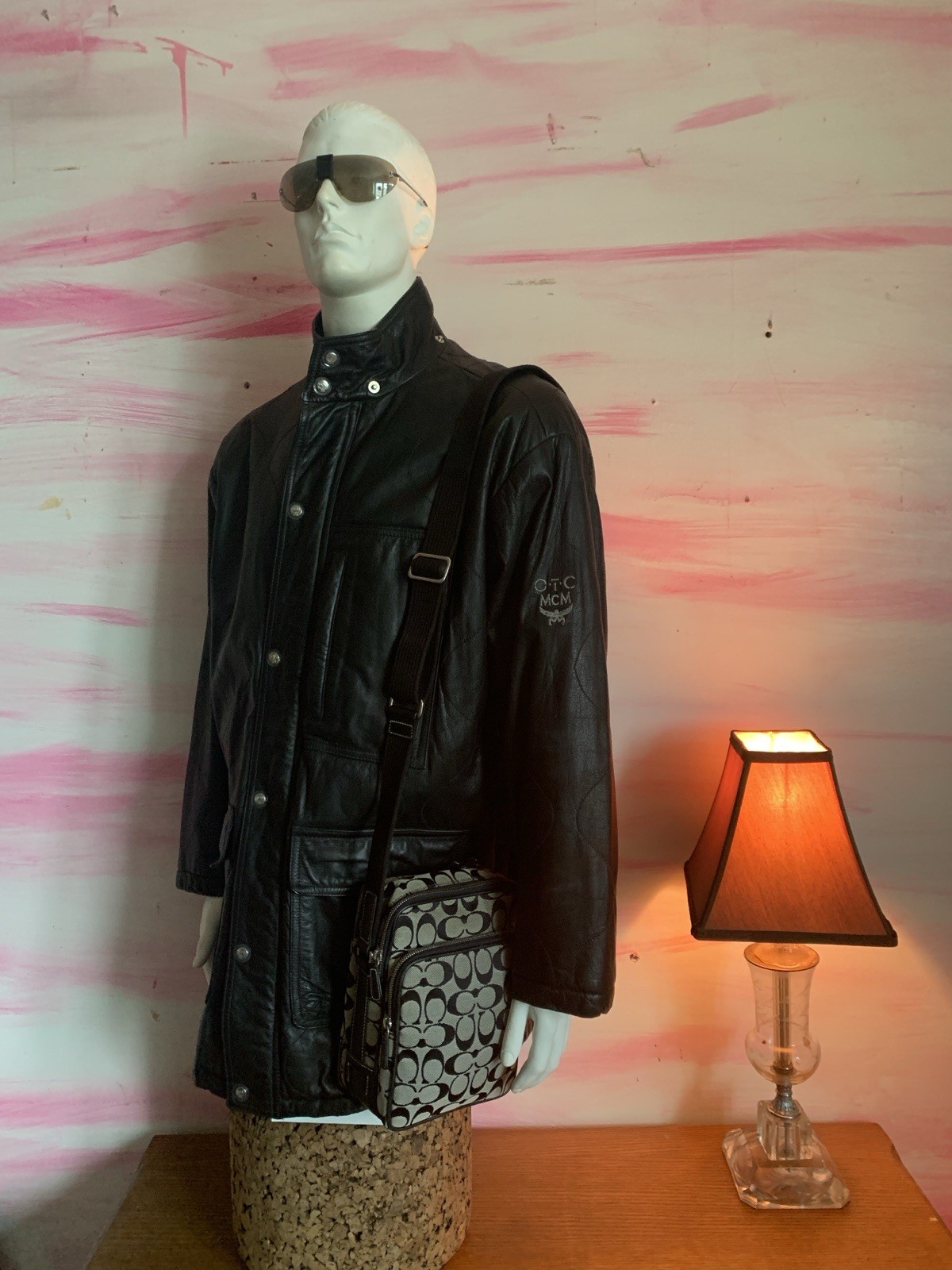 OTC Over-the-Counter by MCM Unisex All Leather Hooded Coat W/ COACH Bag! 2pc!