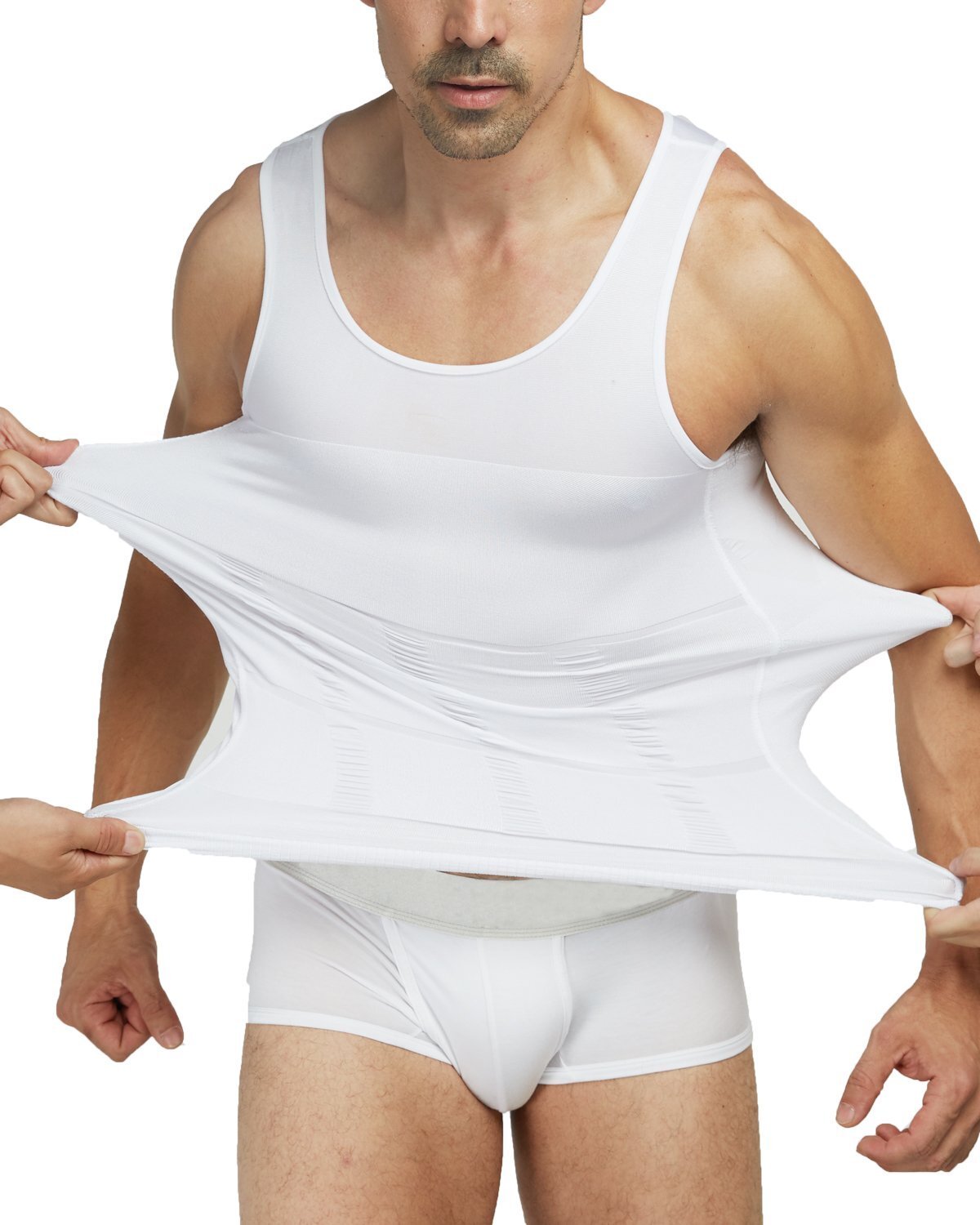 Mens Slimming Body Shaper Belly Chest Compression Vest Girdle T-Shirt / Tank Top
