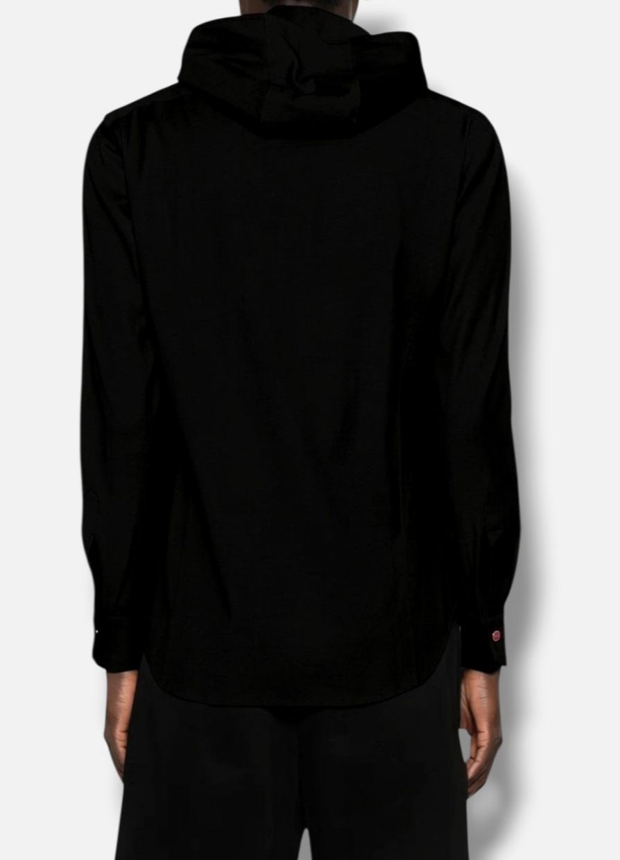 Kiton Men’s Black Mariano Hooded Button-Down Shirt Size:41