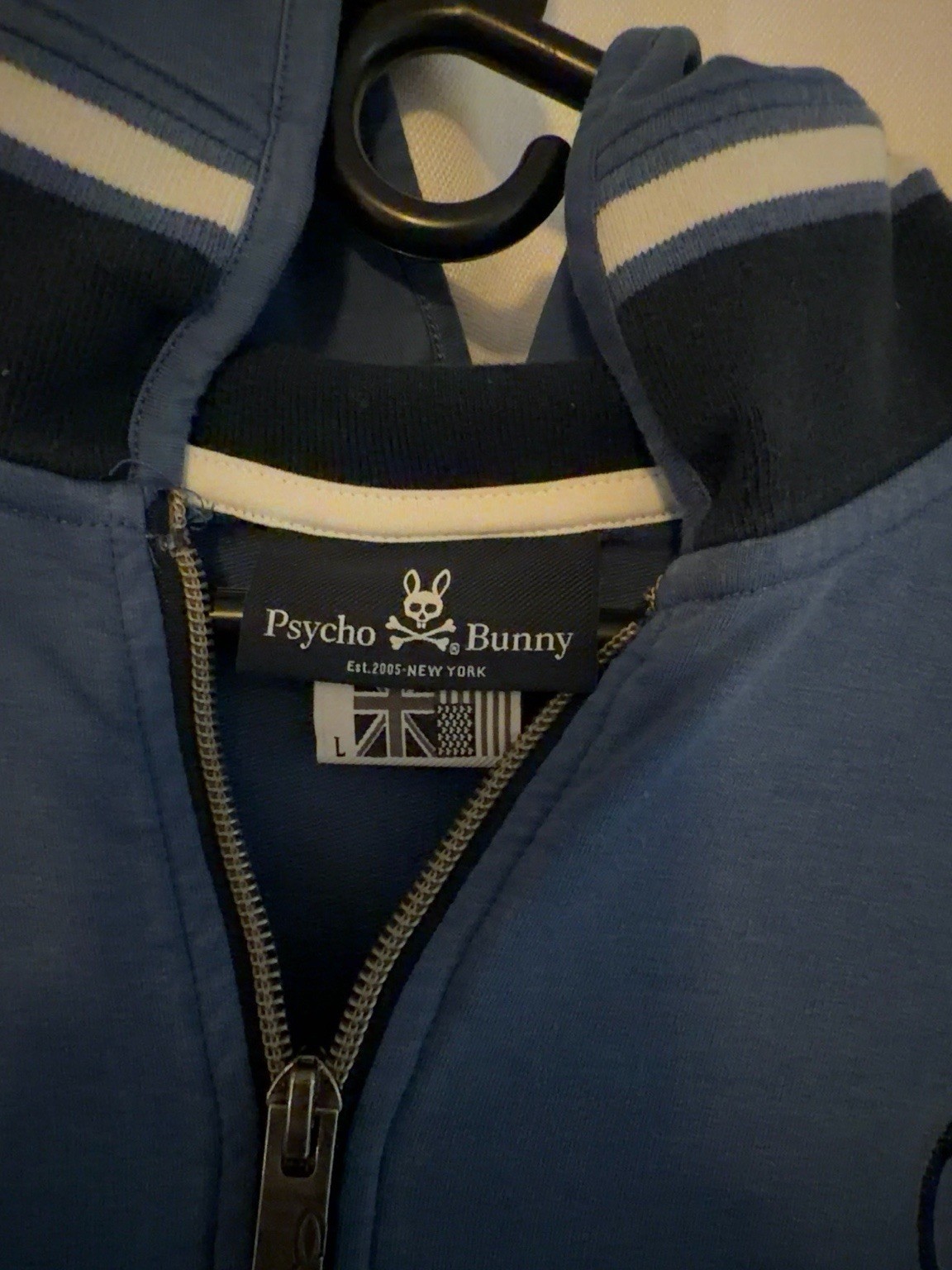Psycho Bunny Dovedale Full Zip Hoodie Men’s Large Blue Split Bunny B6H204N1FT