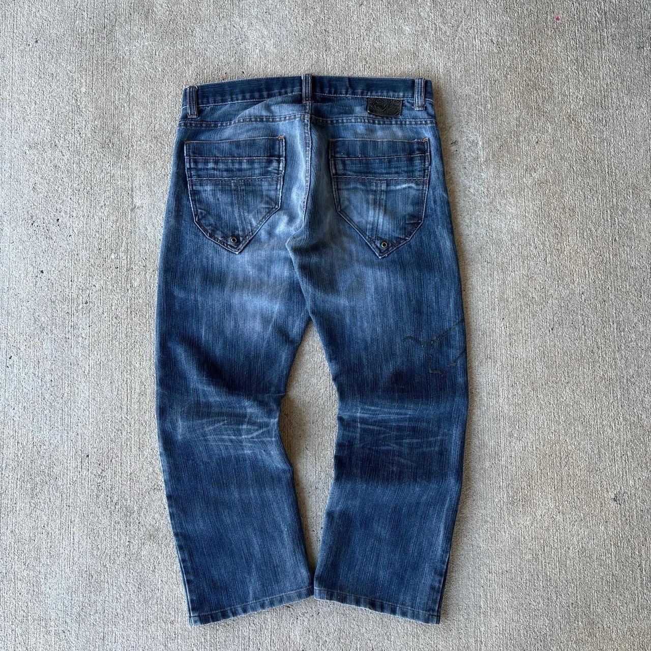 Escapism Men’s Japanesse Style Medium Wash Wisker Jeans Blue 36×26 Cotton Denim