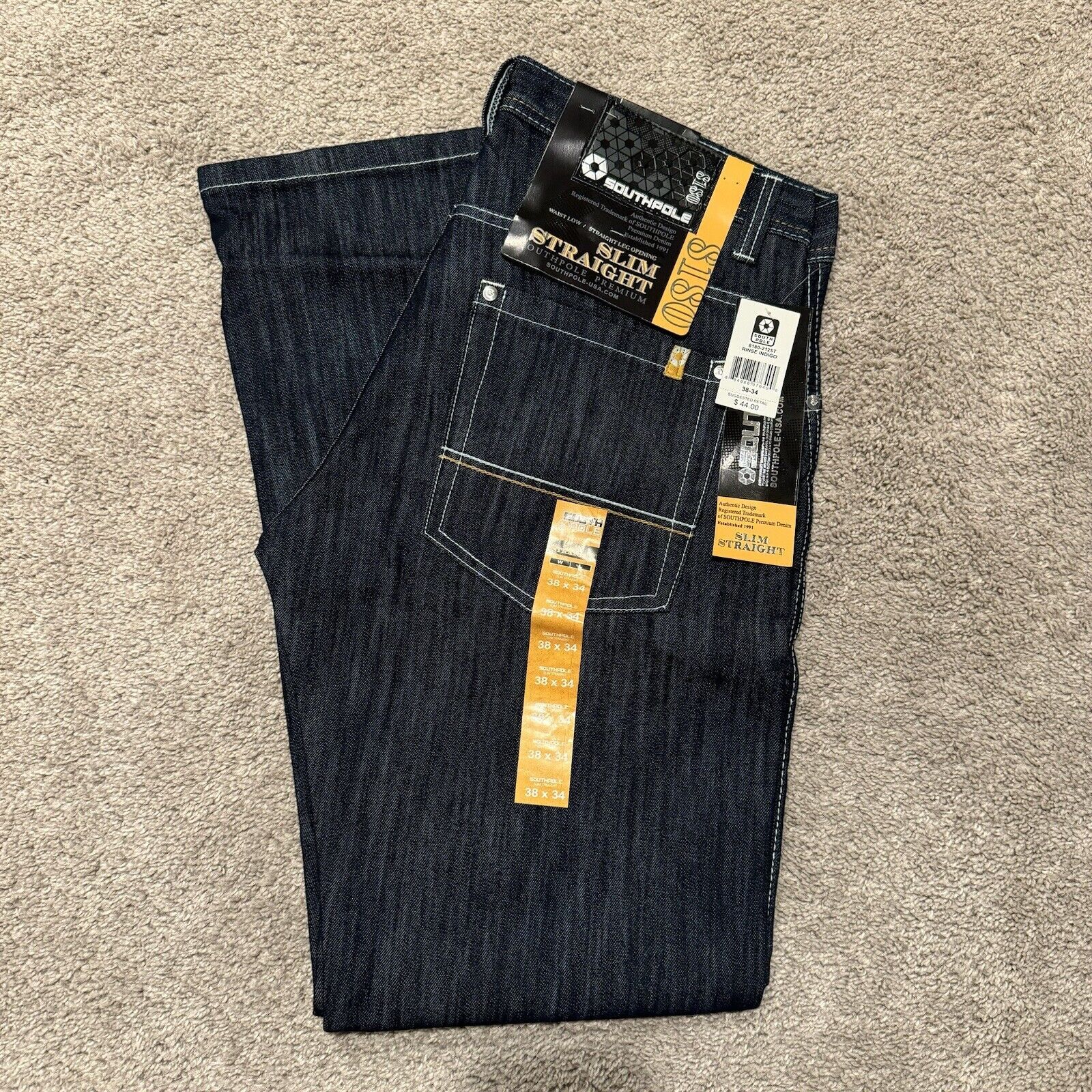 Copied – Vintage Y2K Southpole Indigo Denim Slim Straight Jeans Size 38×34