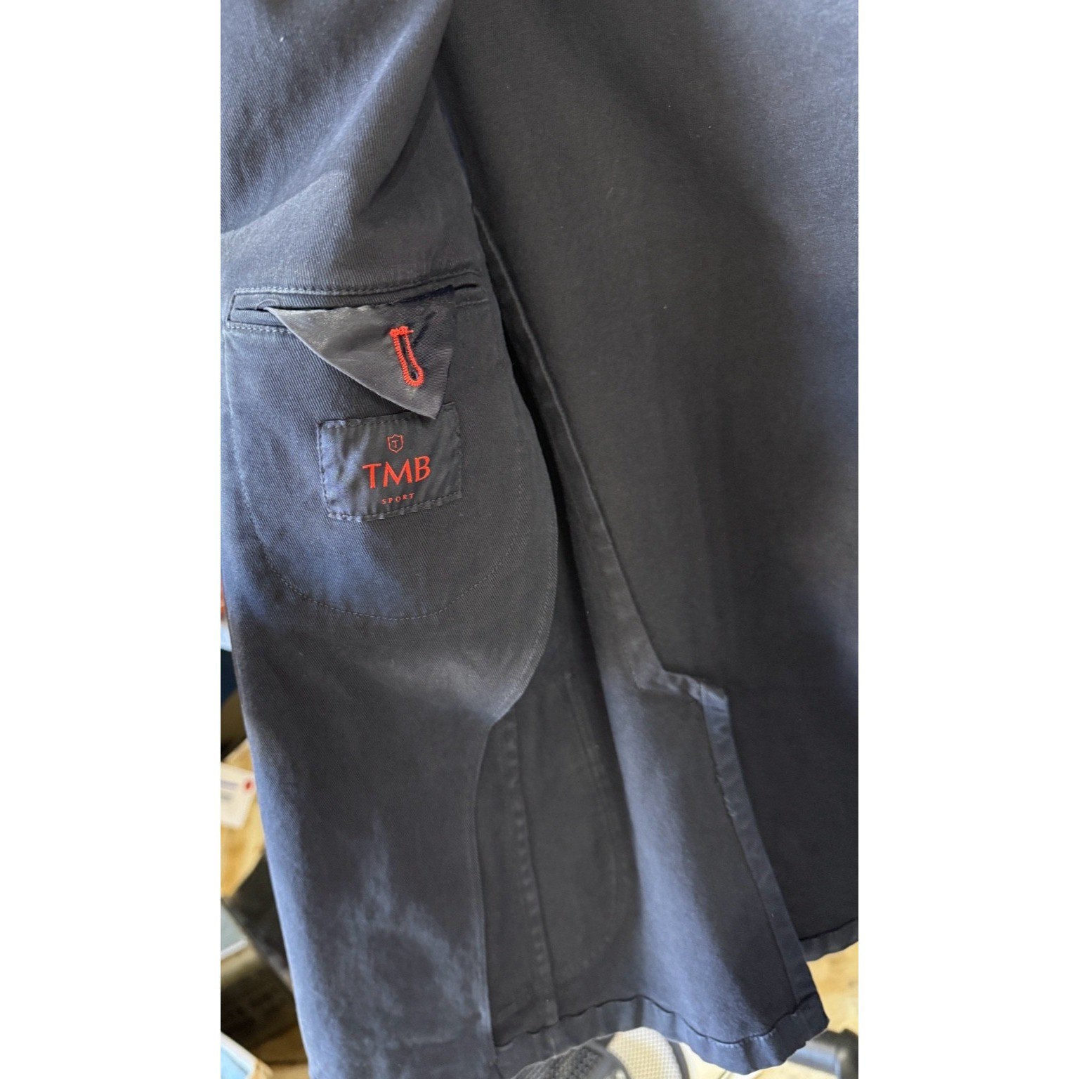 TMB Sport Navy Italian Blazer Jacket Size 46 IT 36 US Made in Italy Mens
