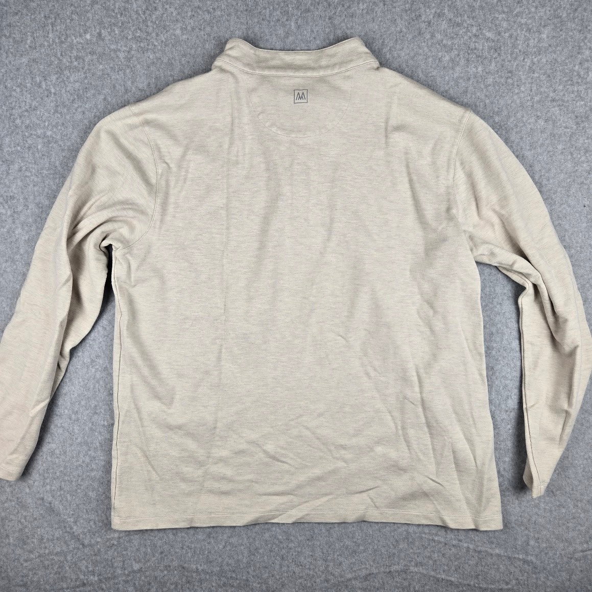 Mizzen Main ProFlex Quarter Zip Pullover Mens Large Tan Oatmeal Heather Stretch