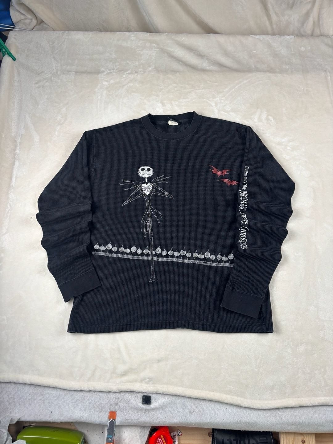 Vintage The Nightmare Before Christmas Thermal Waffle Knit Long Sleeve